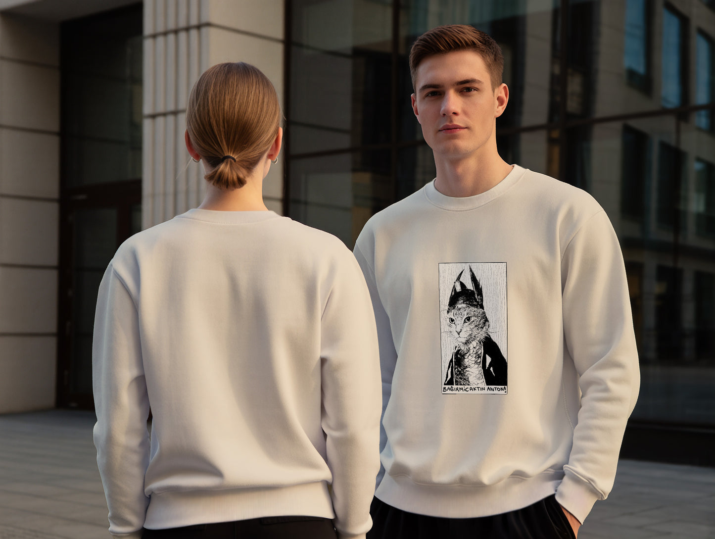 The Cat It's 545 Sweatshirt (Renk: Siyah-Ekru) (545SWT0021)