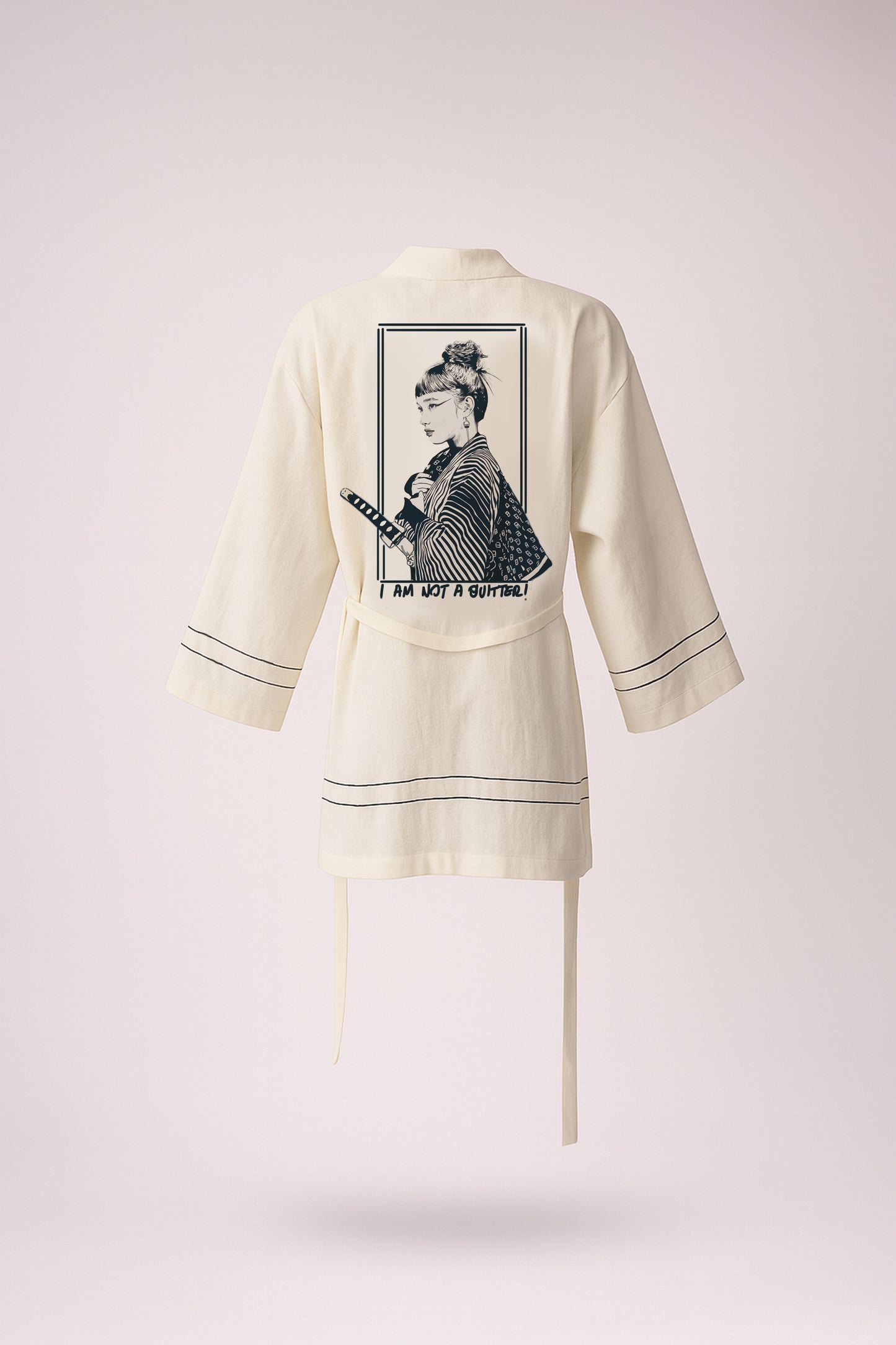 Sharp Silence ( "I Am Not a Quitter" serisi ) Keten Kimono