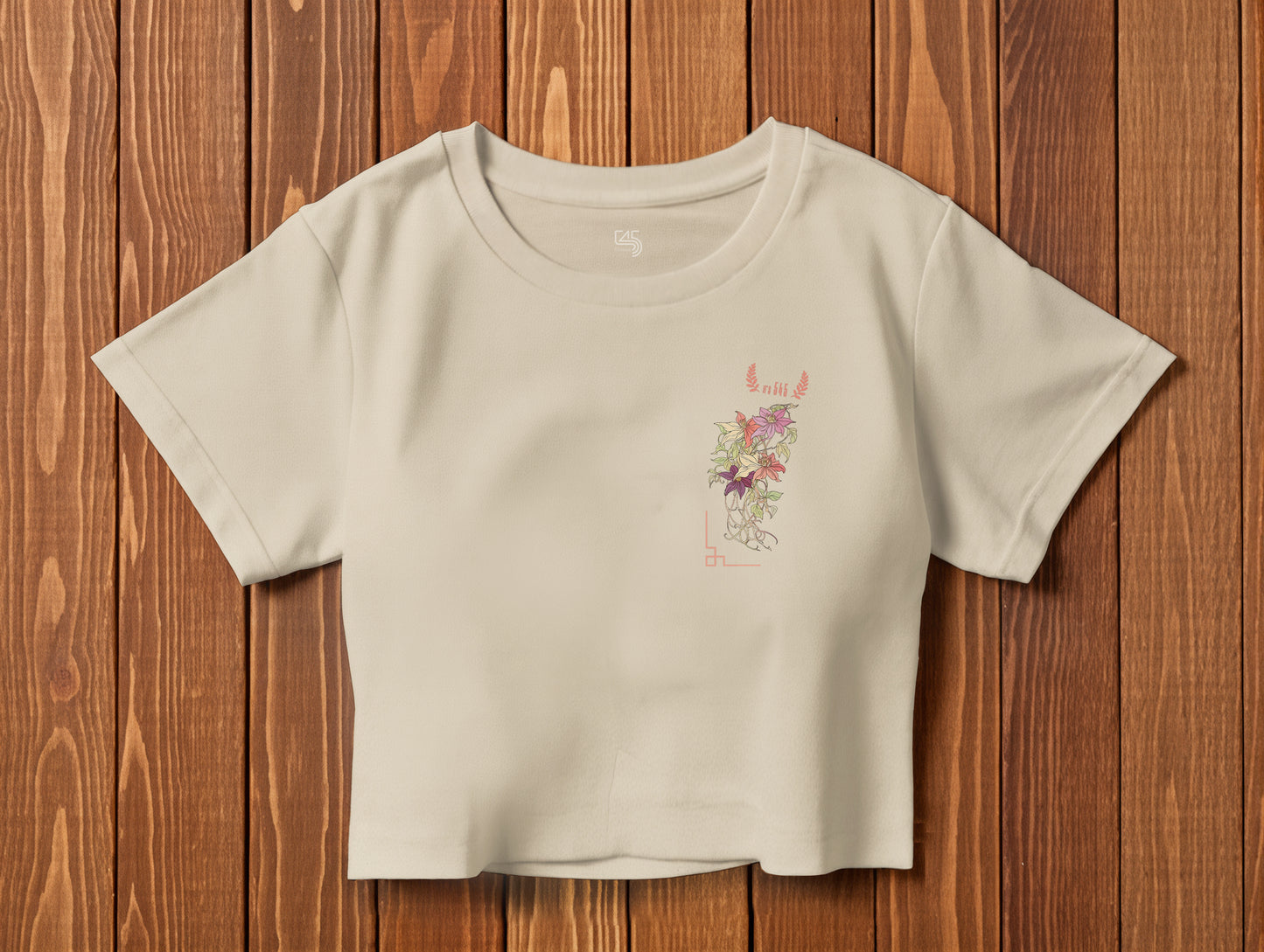 Flower it's 545 Crop Size T-Shirt (Tişört) (Renk: 5 Farklı Renk) (545CRP0003)