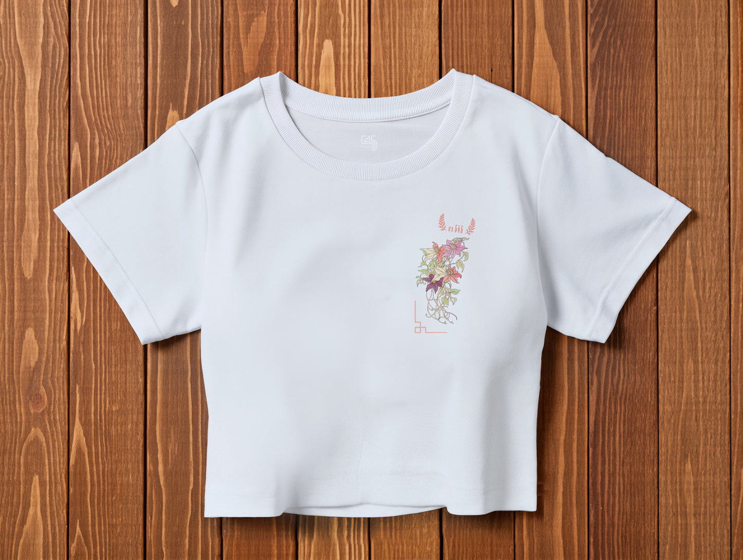 Flower it's 545 Crop Size T-Shirt (Tişört) (Renk: 5 Farklı Renk) (545CRP0003)