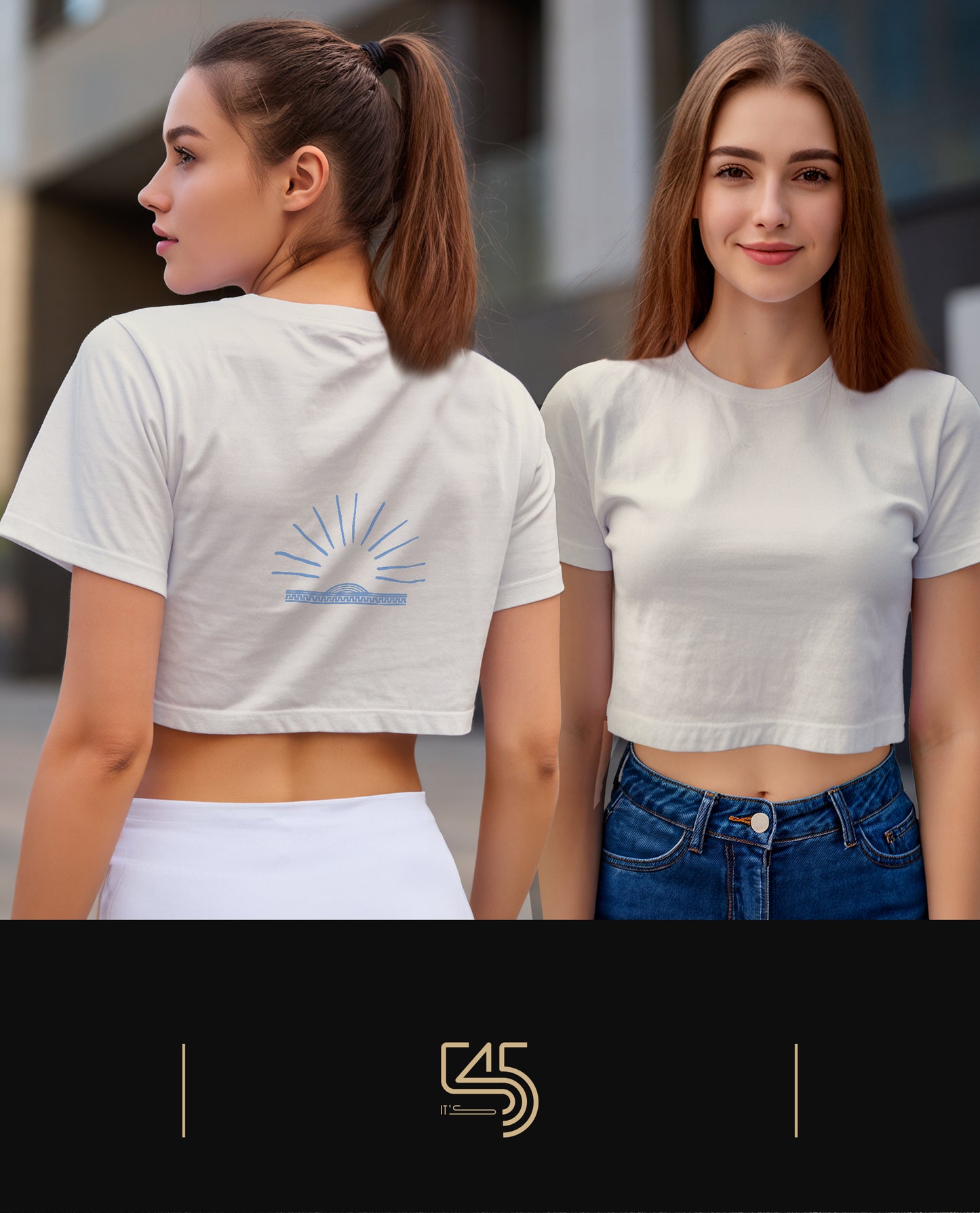 Blue Sun Crop Size T-Shirt (Tişört) 5 Renk
