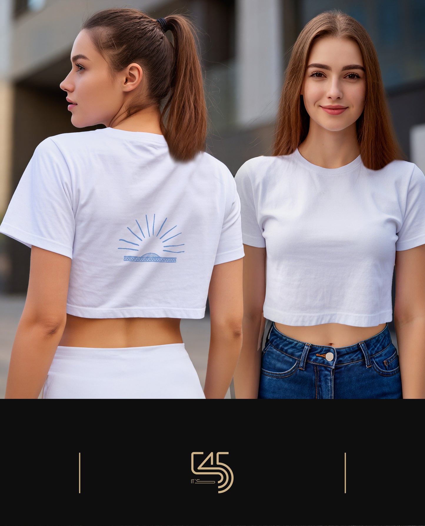 Blue Sun Crop Size T-Shirt (Tişört) 5 Renk