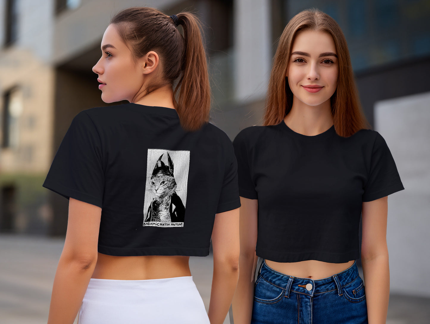 The Cat it's 545 Crop Size T-Shirt (Tişört) (Renk: 5 Farklı Renk) (545CRP0021)