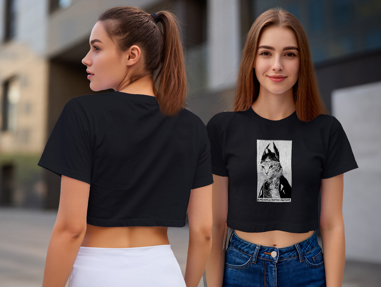 The Cat it's 545 Crop Size T-Shirt (Tişört) (Renk: 5 Farklı Renk) (545CRP0021)