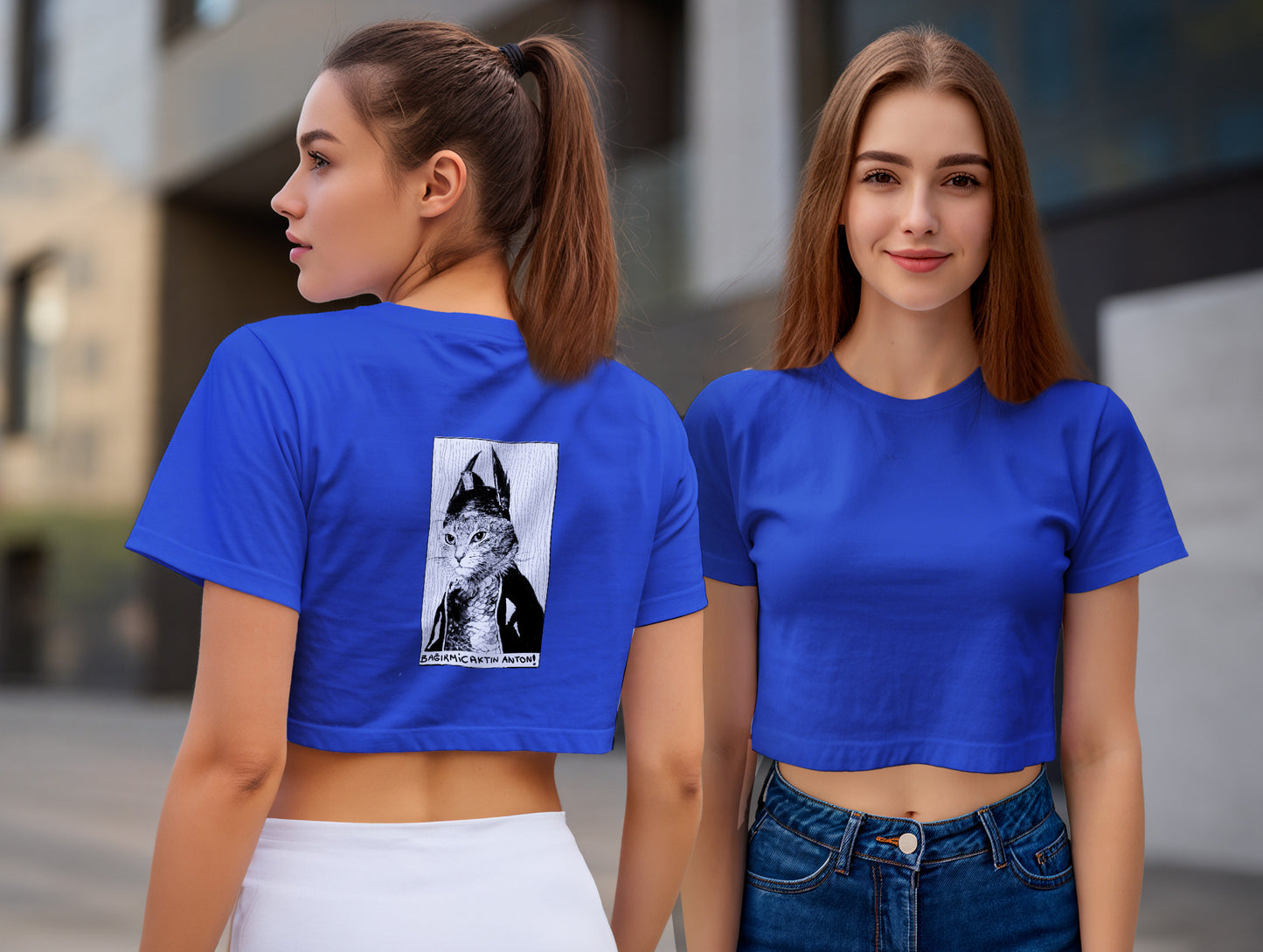 The Cat it's 545 Crop Size T-Shirt (Tişört) (Renk: 5 Farklı Renk) (545CRP0021)