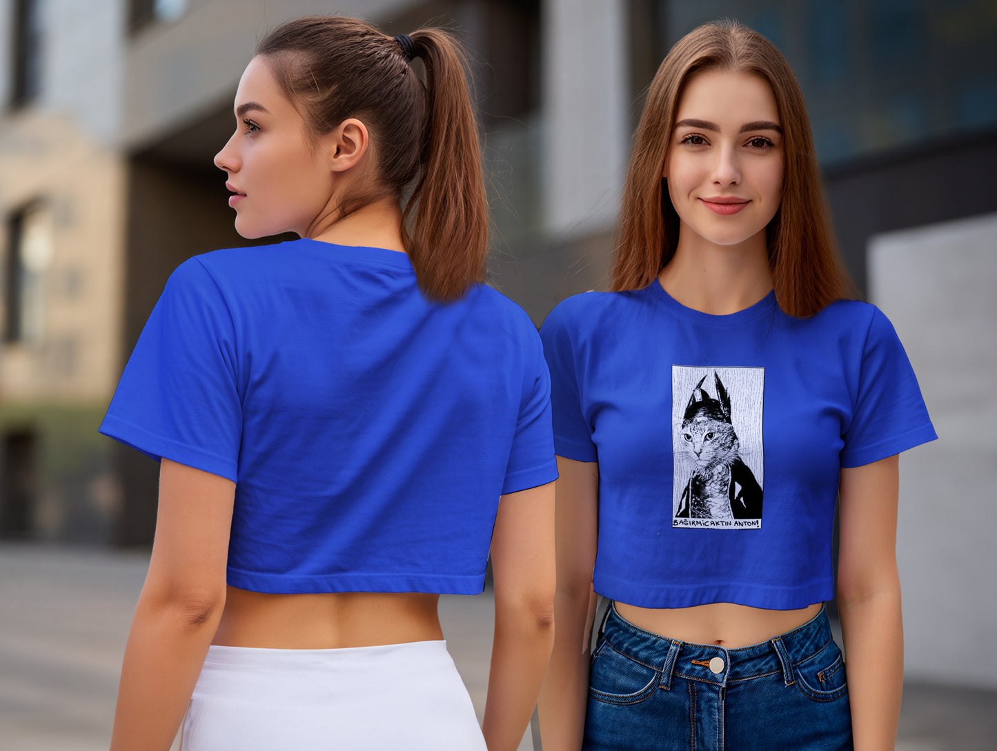 The Cat it's 545 Crop Size T-Shirt (Tişört) (Renk: 5 Farklı Renk) (545CRP0021)