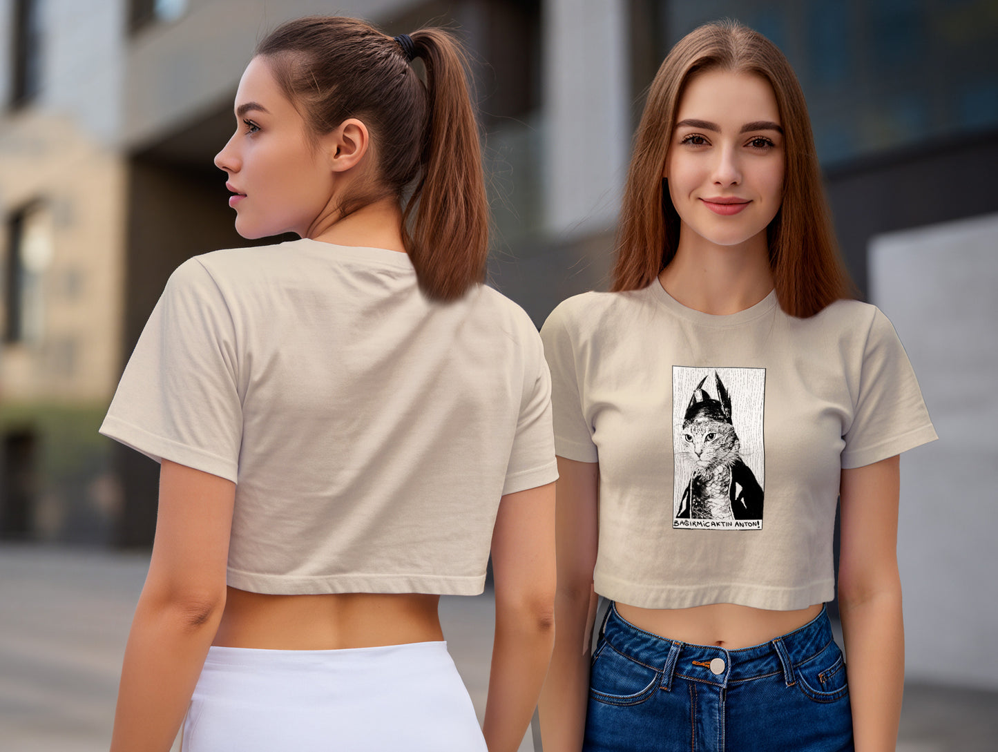 The Cat it's 545 Crop Size T-Shirt (Tişört) (Renk: 5 Farklı Renk) (545CRP0021)