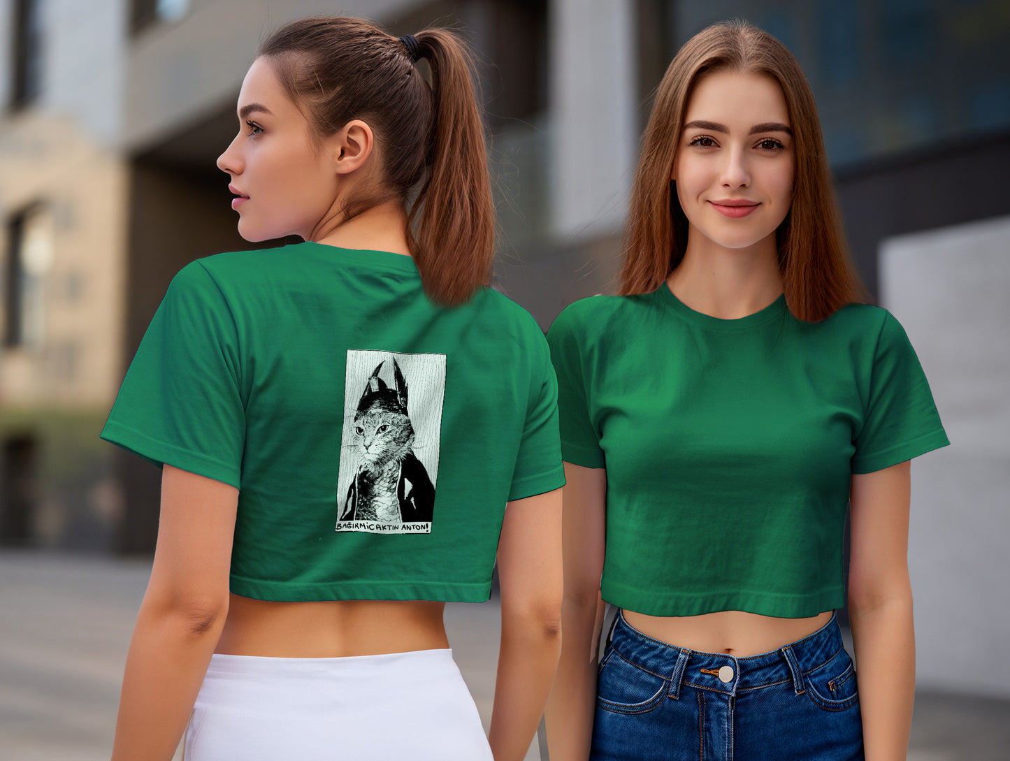 The Cat it's 545 Crop Size T-Shirt (Tişört) (Renk: 5 Farklı Renk) (545CRP0021)