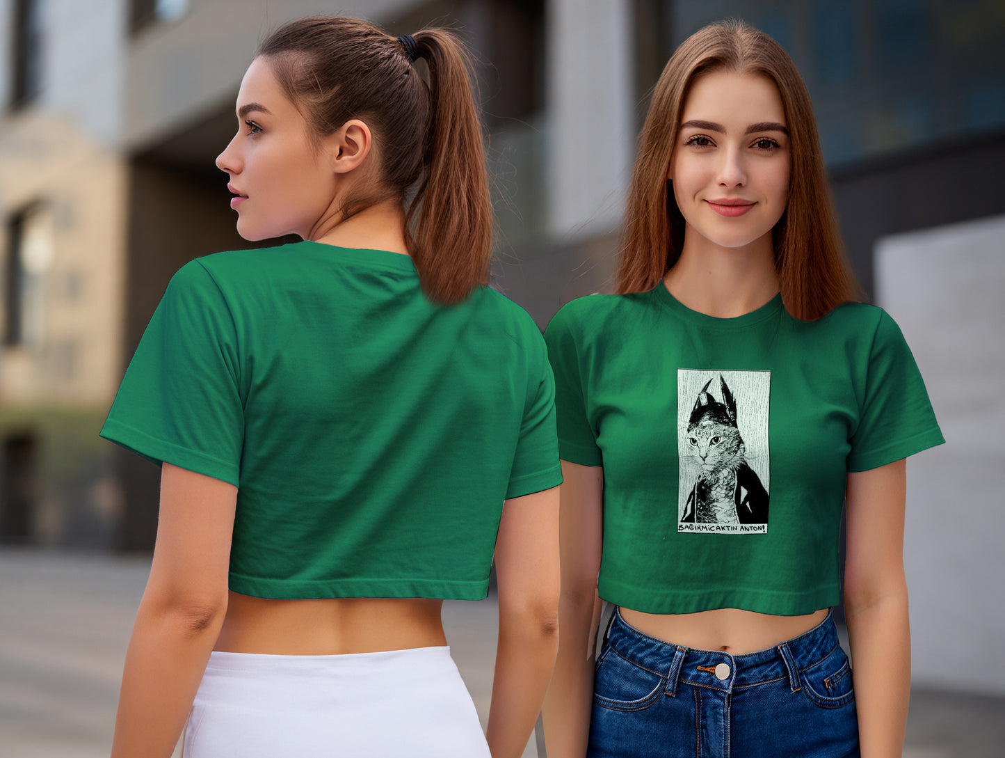 The Cat it's 545 Crop Size T-Shirt (Tişört) (Renk: 5 Farklı Renk) (545CRP0021)