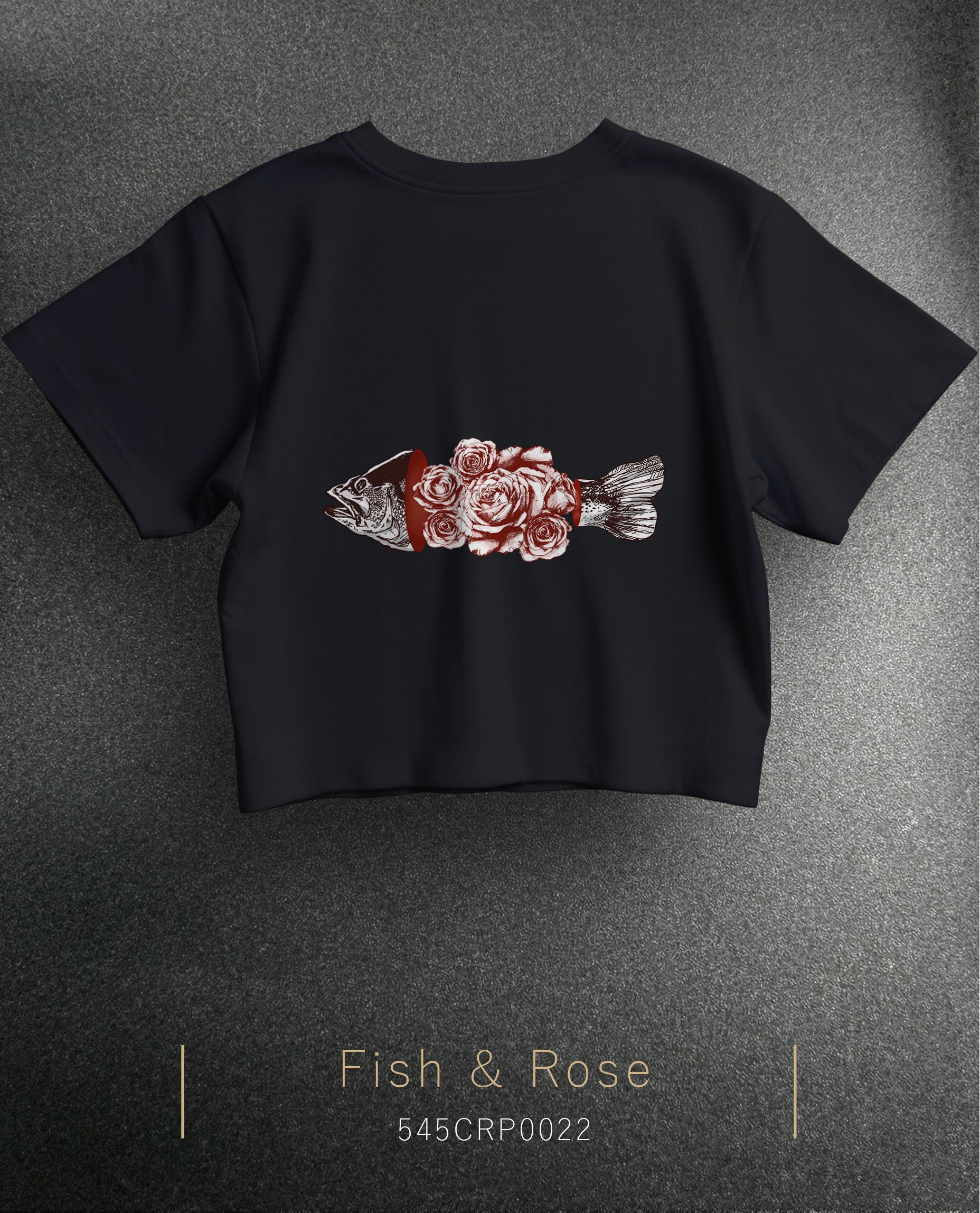 Fish & Rose Crop Size T-Shirt (Tişört) 5 Renk