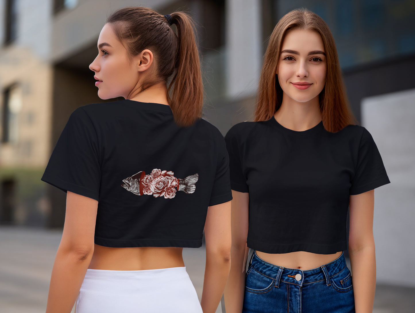 Fish & Rose it's 545 Crop Size T-Shirt (Tişört) (Renk: 5 Farklı Renk) (545CRP0022)