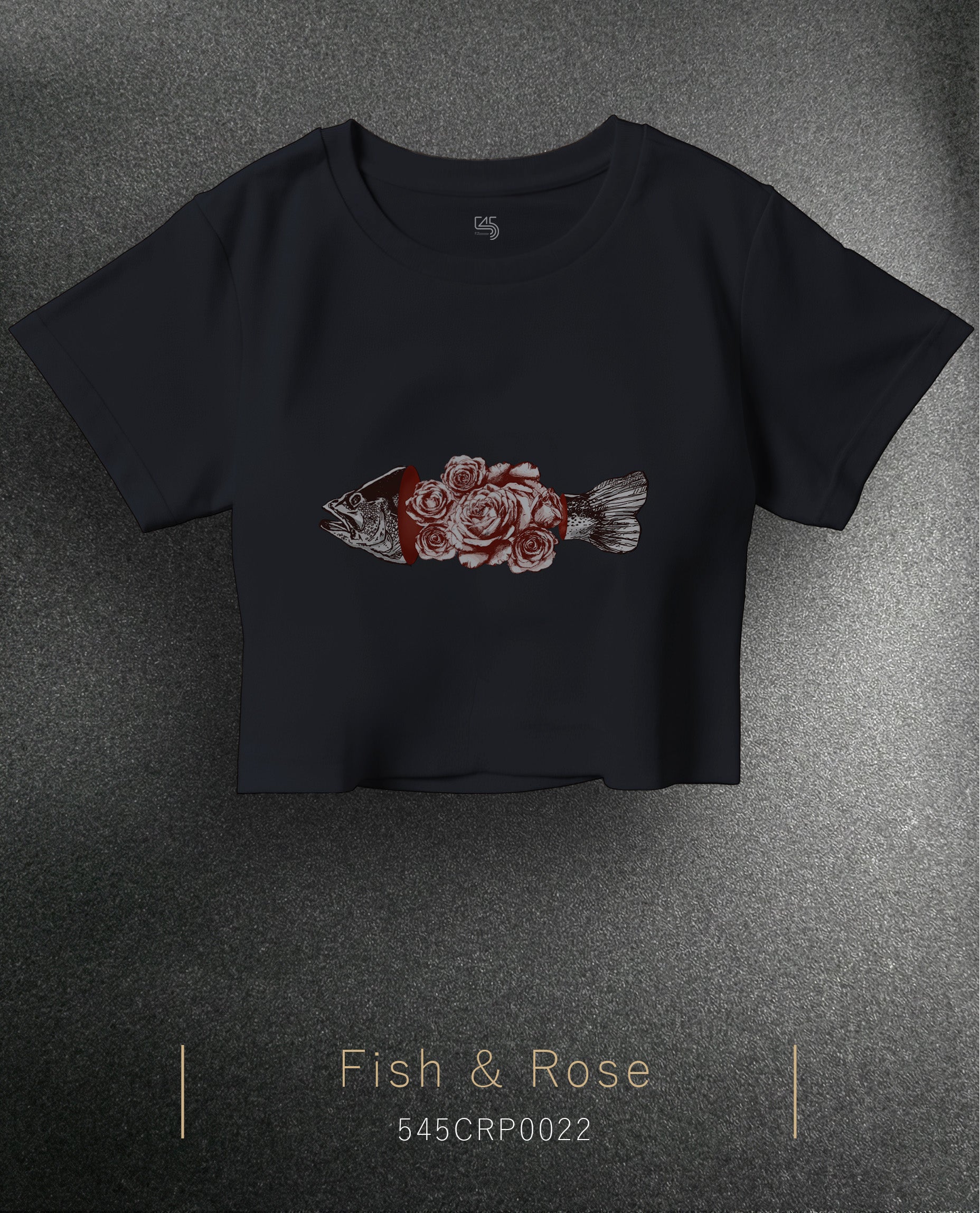 Fish & Rose Crop Size T-Shirt (Tişört) 5 Renk