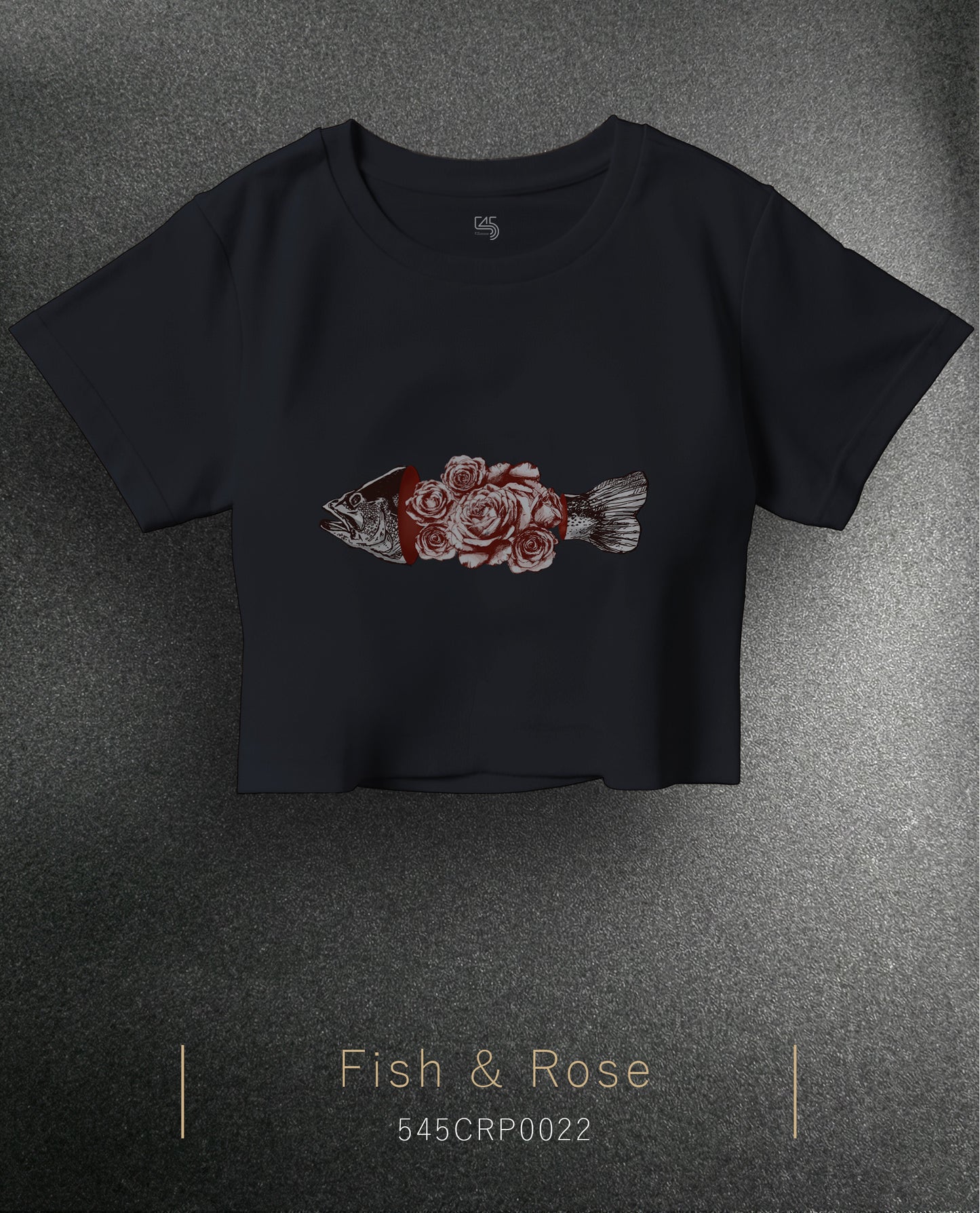 Fish & Rose Crop Size T-Shirt (T-shirt) 5 Colors