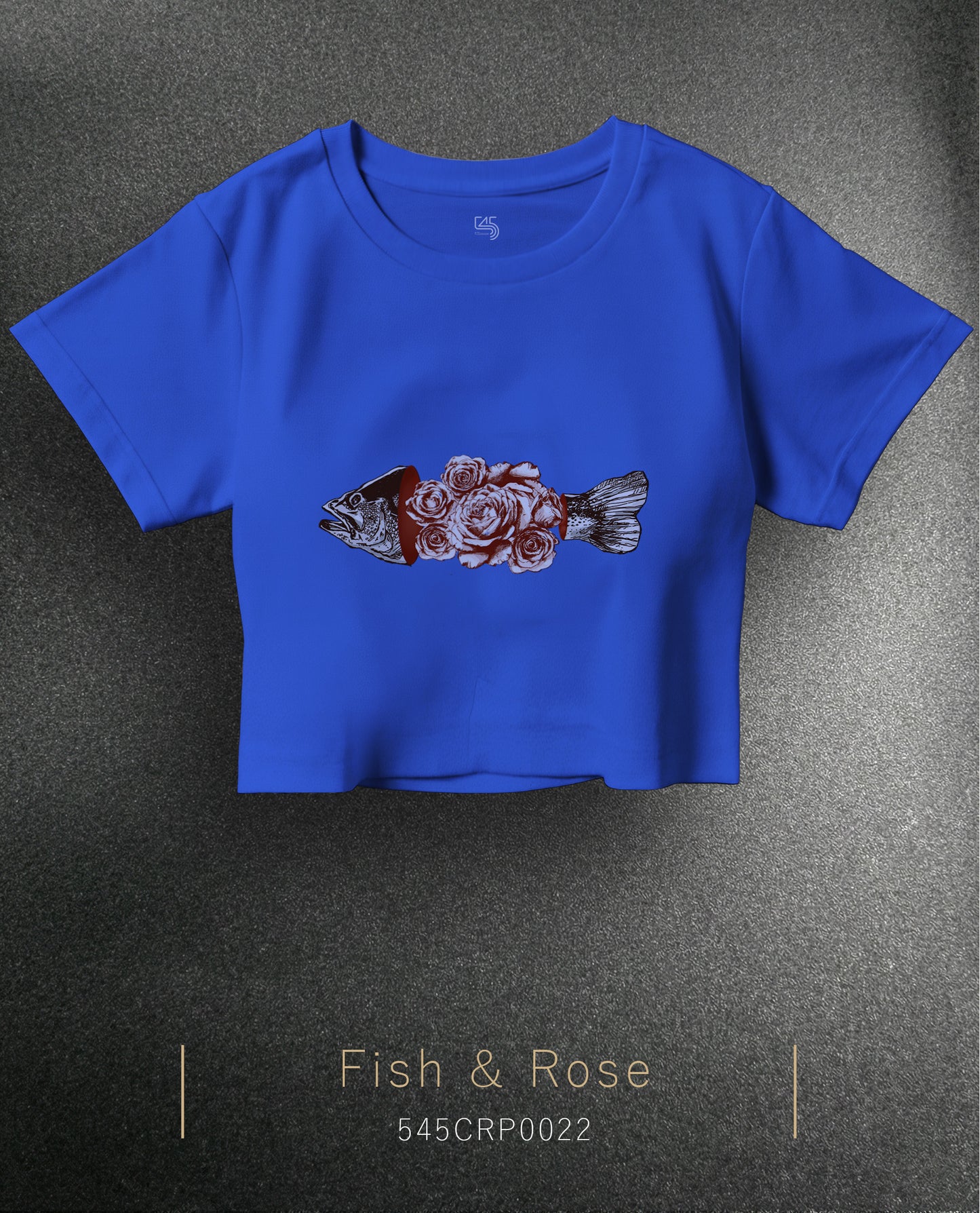 Fish & Rose Crop Size T-Shirt (T-shirt) 5 Colors