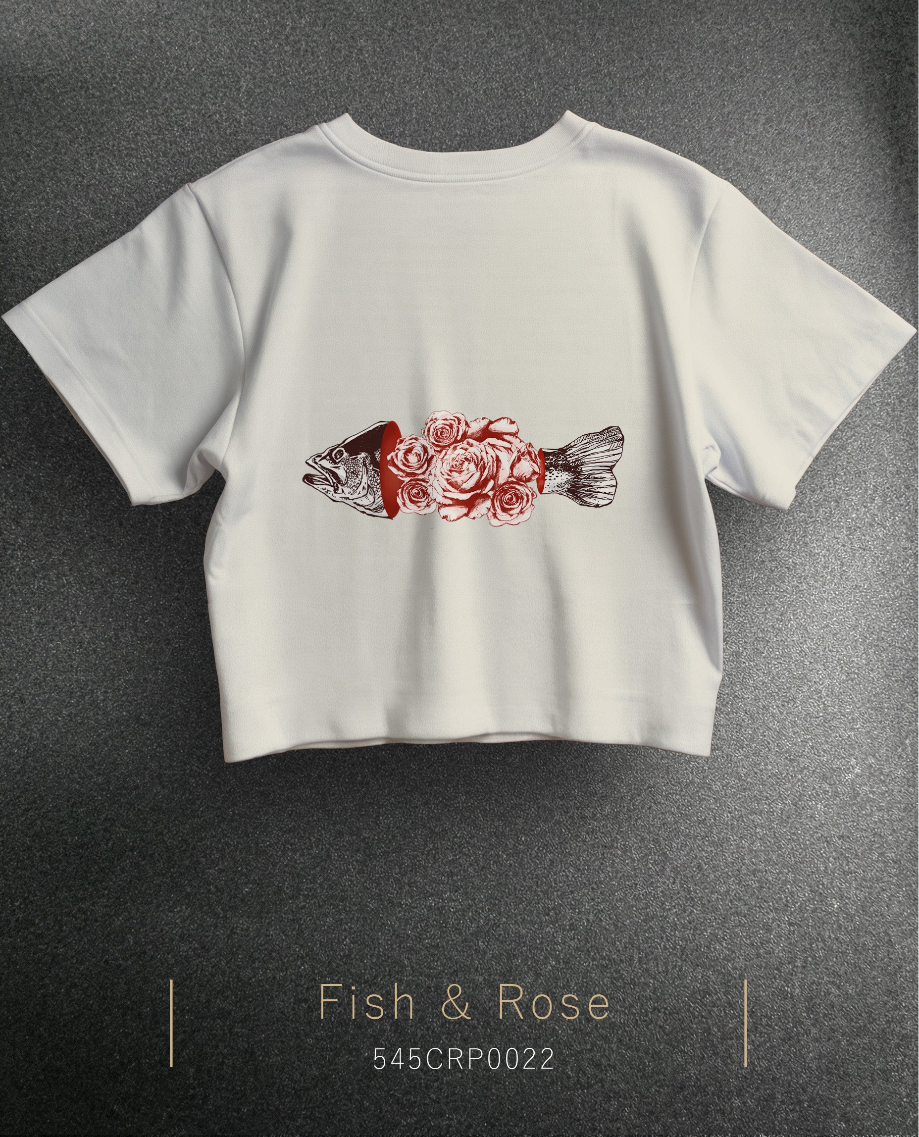 Fish & Rose Crop Size T-Shirt (Tişört) 5 Renk