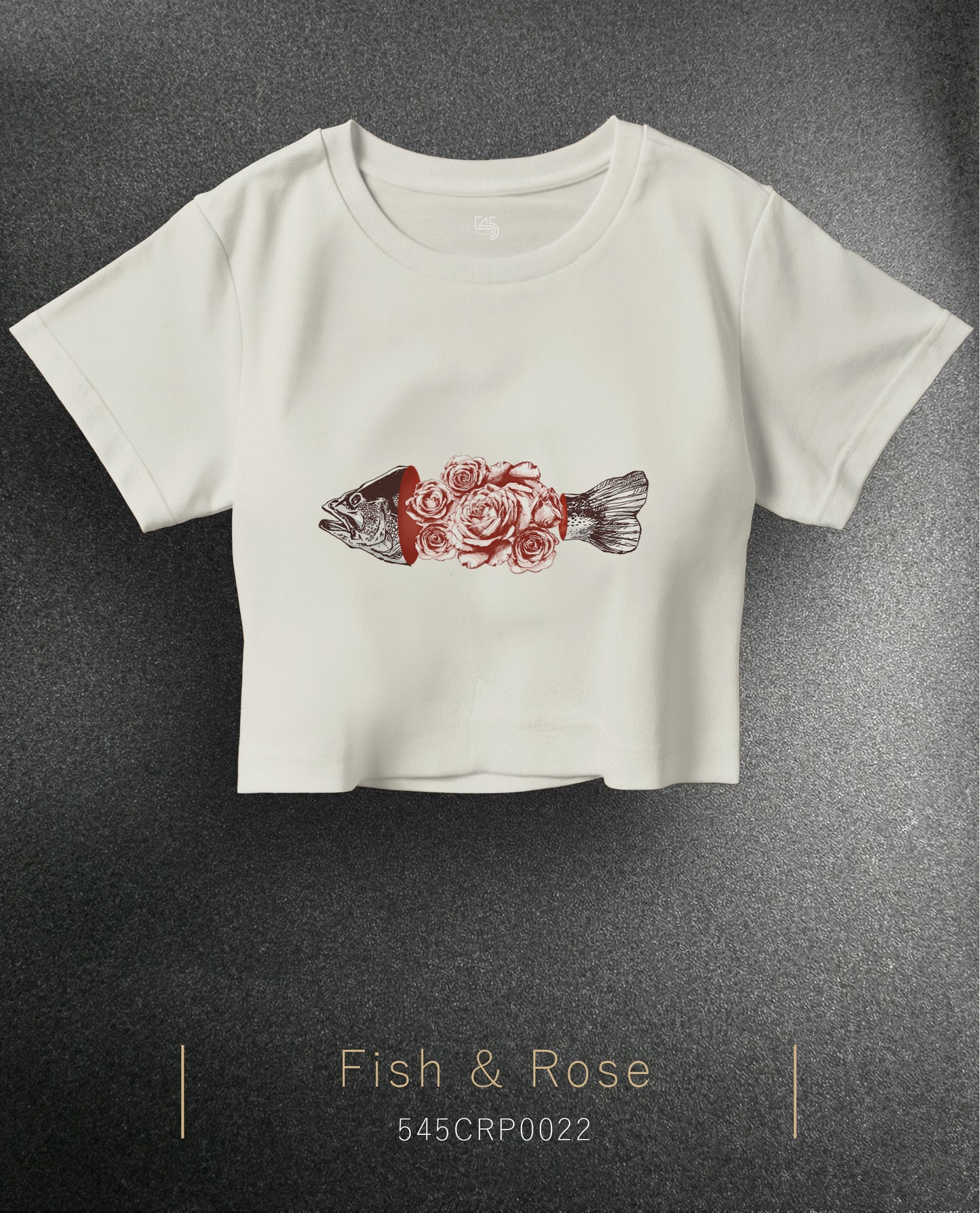 Fish & Rose Crop Size T-Shirt (T-shirt) 5 Colors
