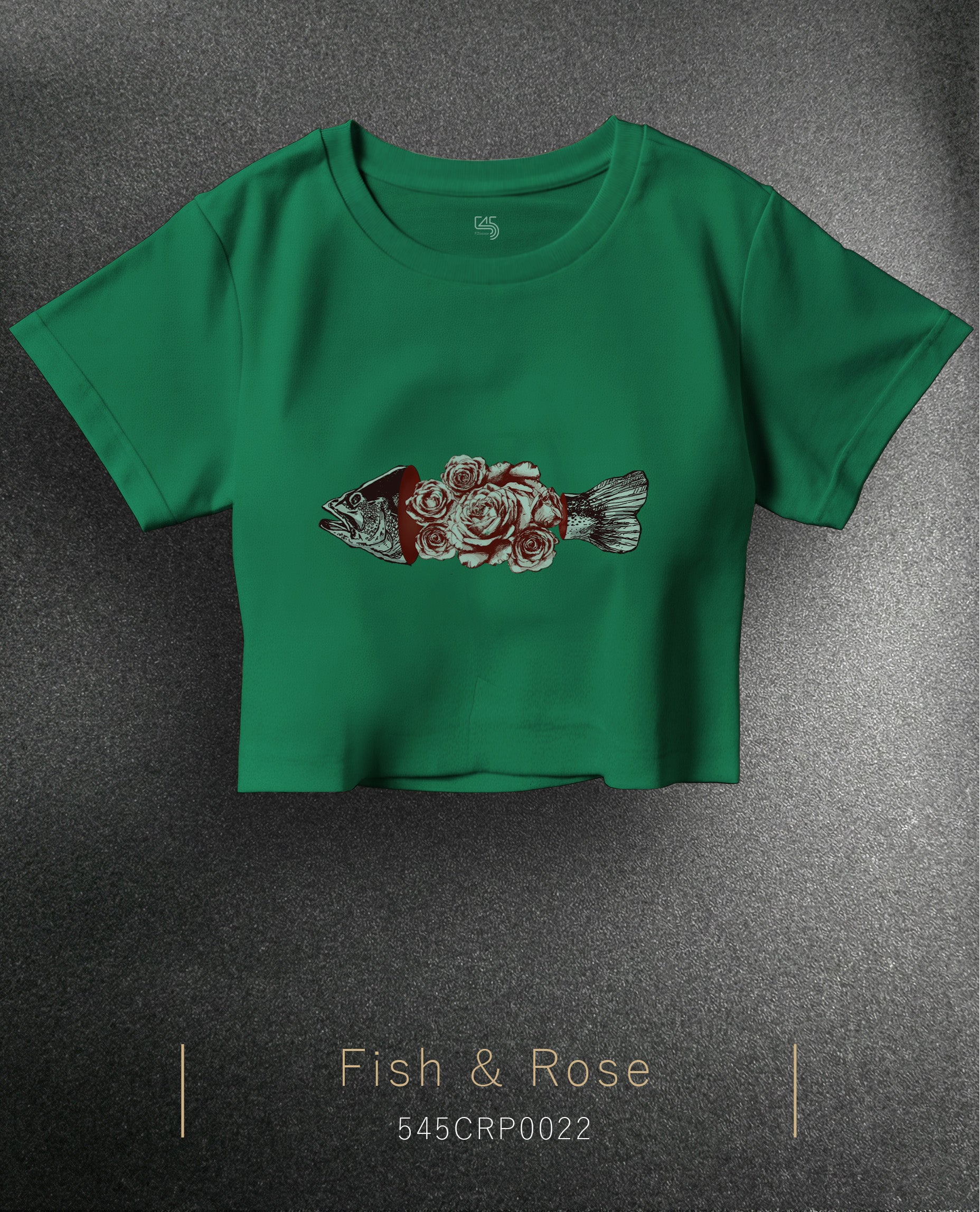 Fish & Rose Crop Size T-Shirt (Tişört) 5 Renk