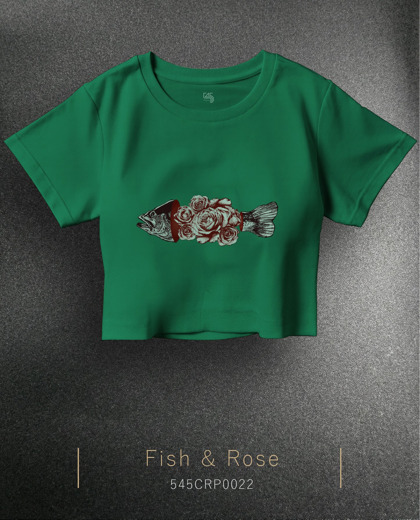 Fish & Rose Crop Size T-Shirt (T-shirt) 5 Colors