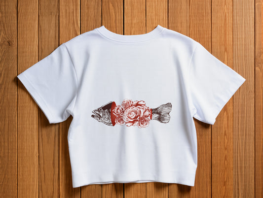 Fish & Rose it's 545 Crop Size T-Shirt (Tişört) (Renk: 5 Farklı Renk) (545CRP0022)