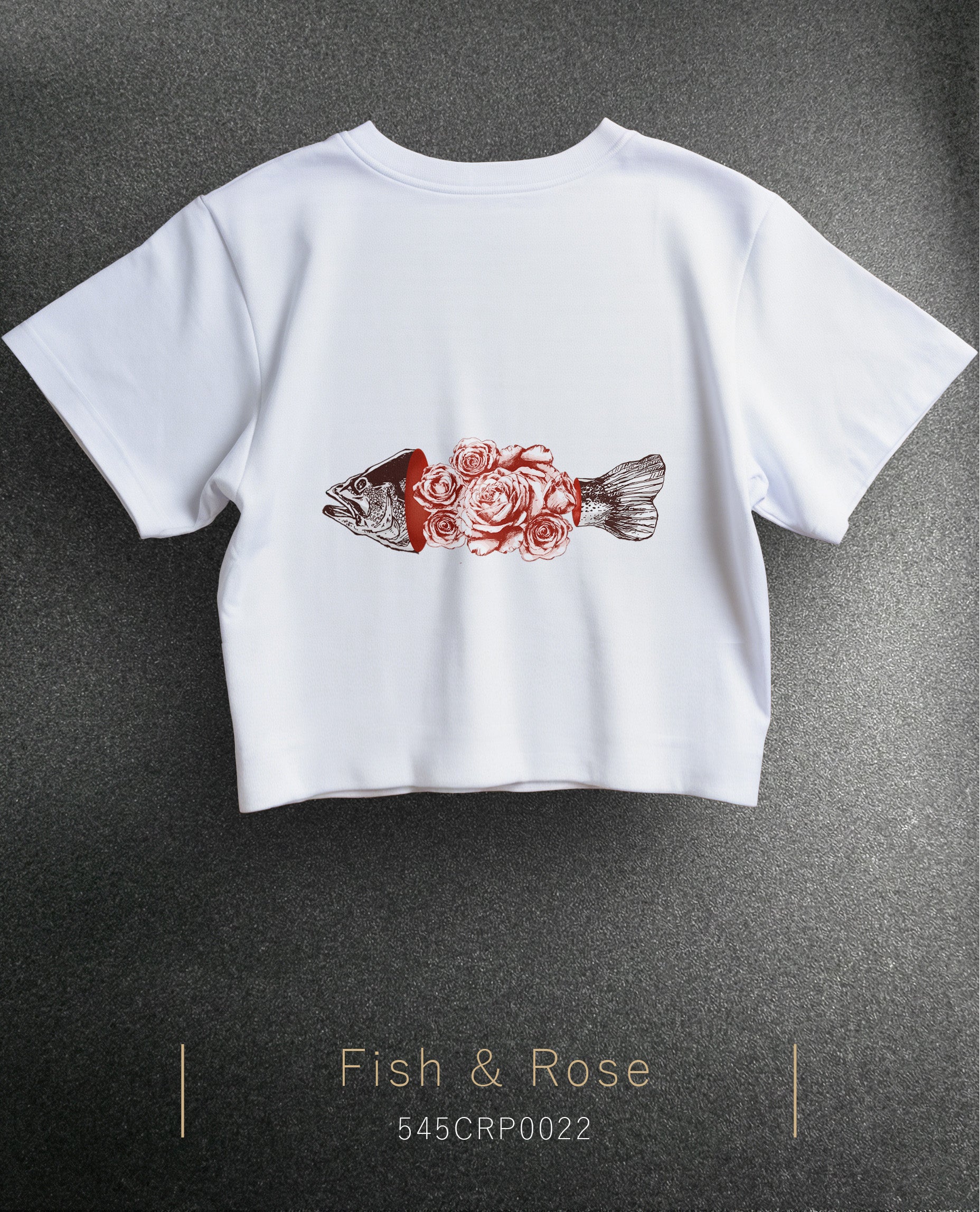 Fish & Rose Crop Size T-Shirt (Tişört) 5 Renk