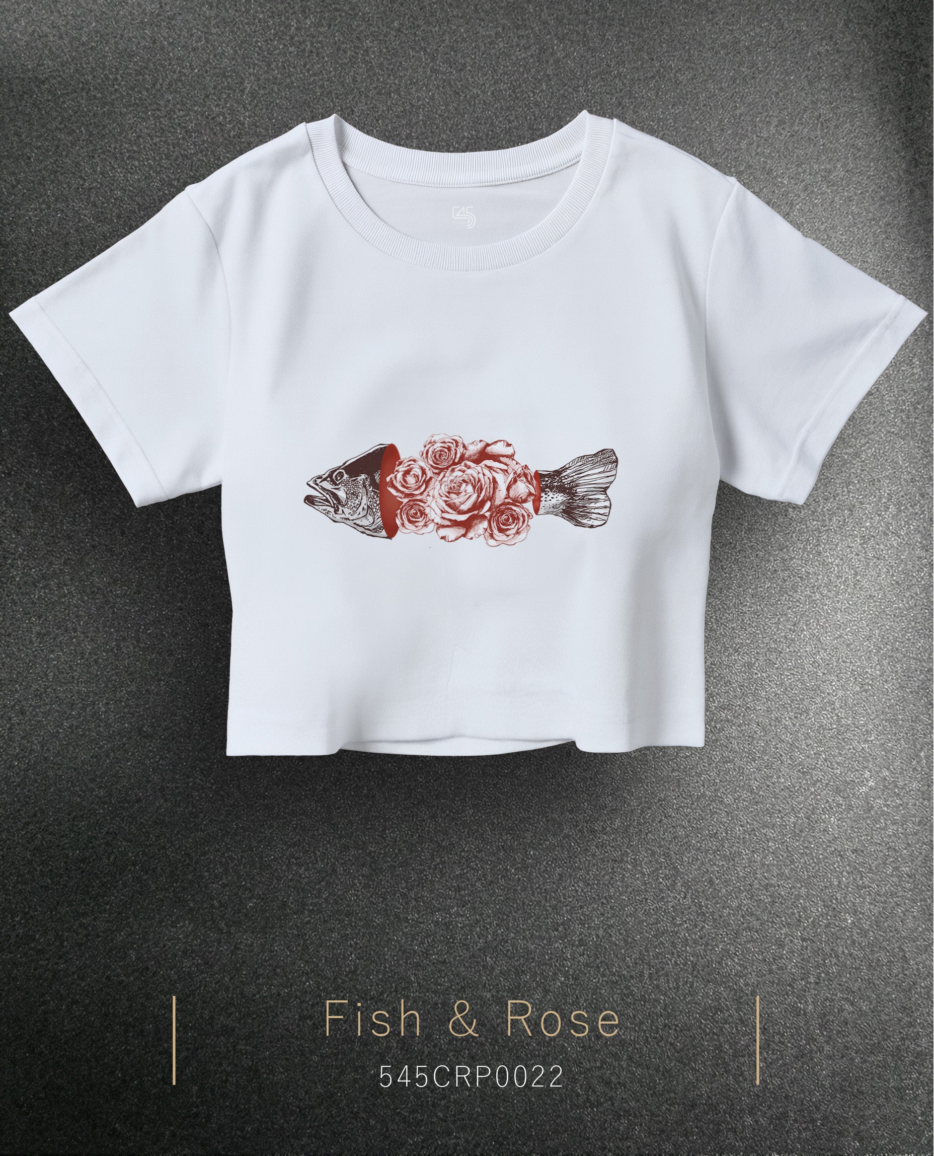 Fish & Rose Crop Size T-Shirt (Tişört) 5 Renk