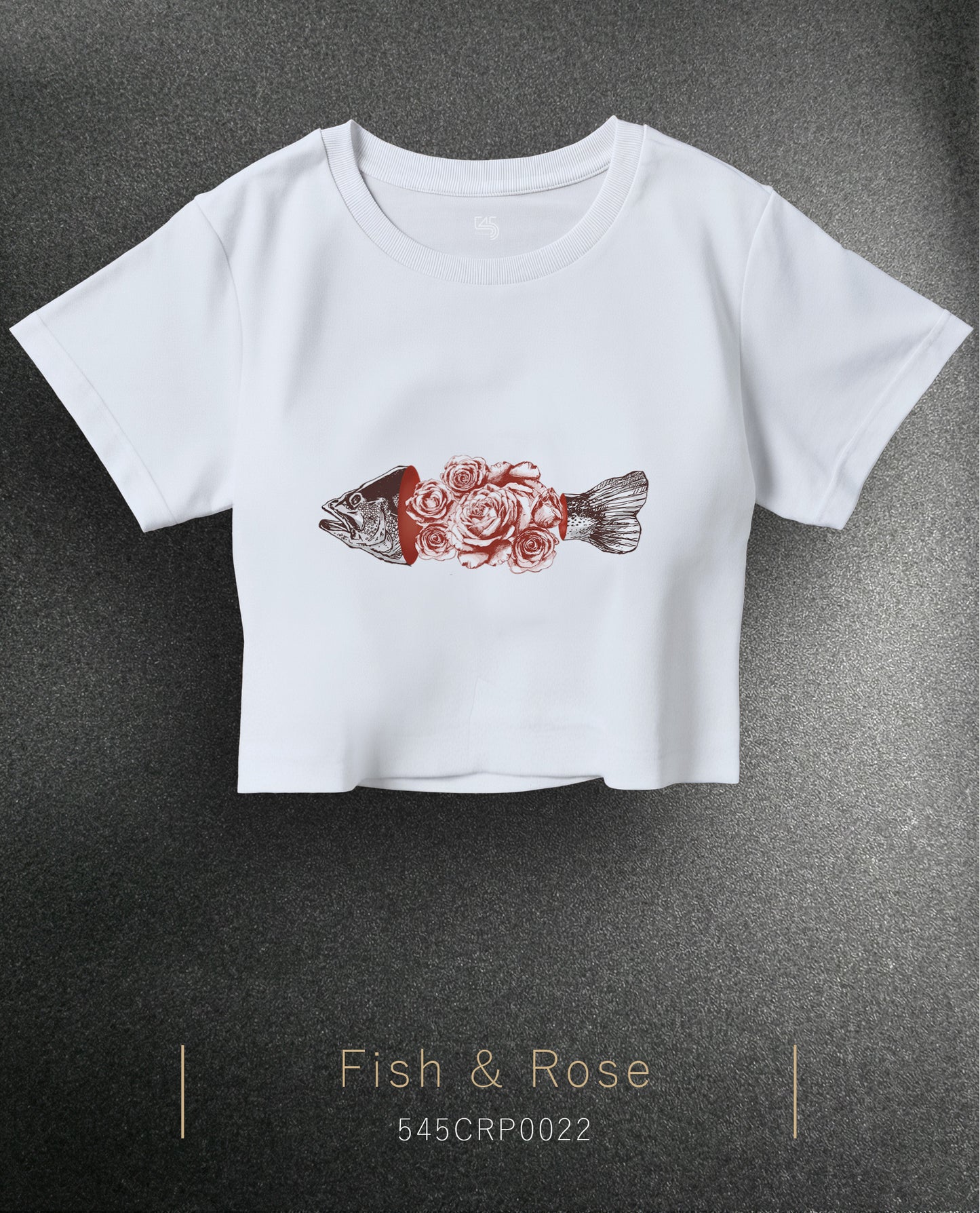 Fish & Rose Crop Size T-Shirt (T-shirt) 5 Colors