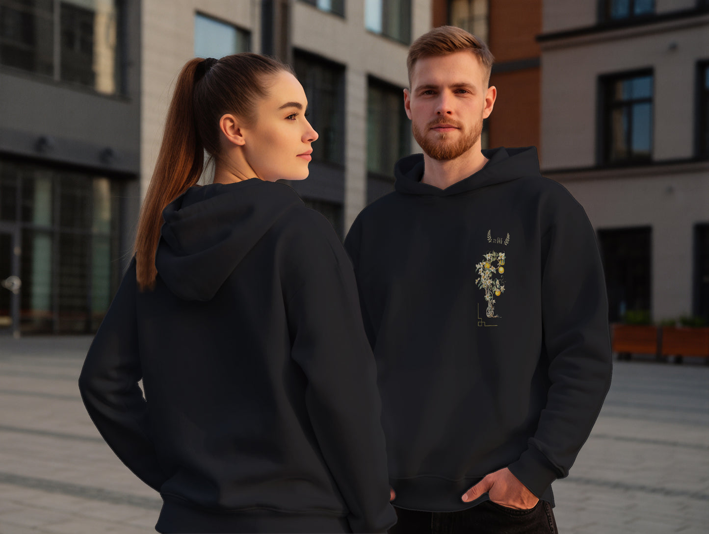 Flower It's 545 Hoodie (Kapüşonlu Sweatshirt) (Renk: Siyah-Ekru) (545HOD0002)