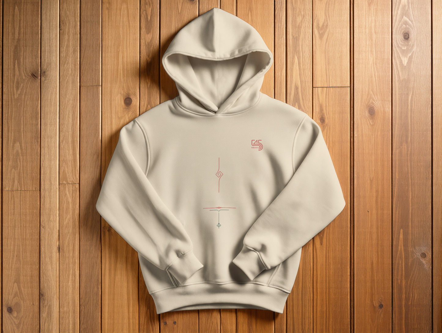 Line It's 545 Hoodie (Kapüşonlu Sweatshirt) (Renk: Siyah-Ekru) (545HOD0006)