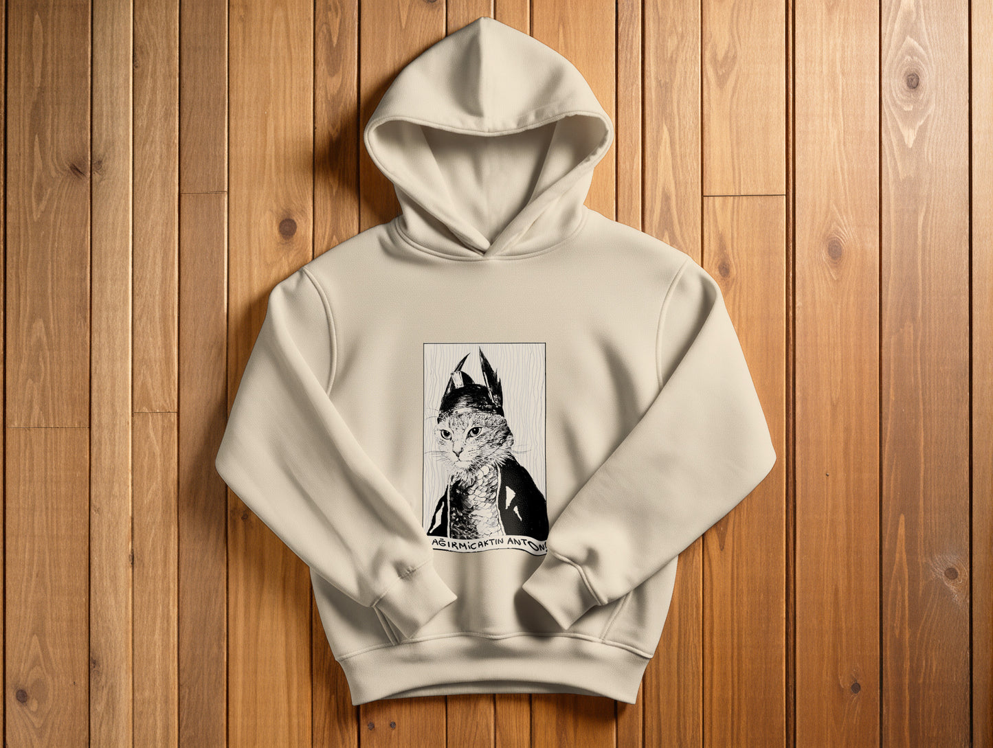 The Cat It's 545 Hoodie (Kapüşonlu Sweatshirt) (Renk: Siyah-Ekru) (545HOD0021)