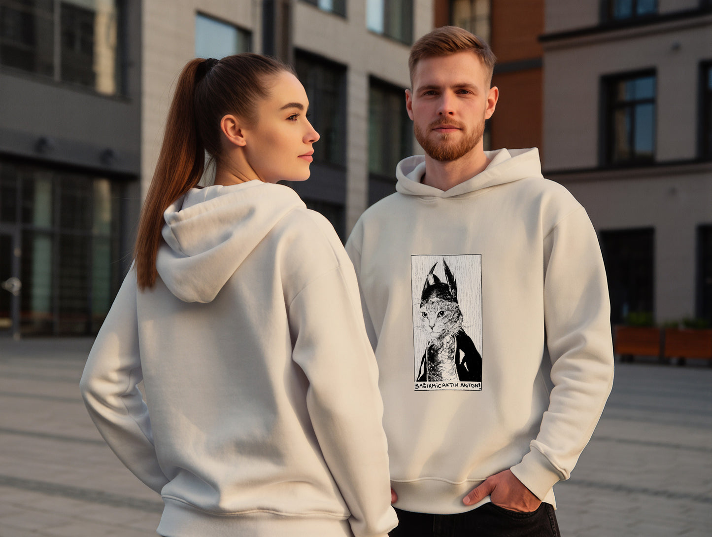 The Cat It's 545 Hoodie (Kapüşonlu Sweatshirt) (Renk: Siyah-Ekru) (545HOD0021)