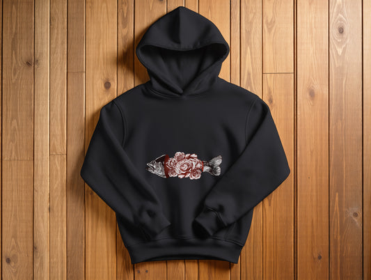Fish & Rose It's 545 Hoodie (Kapüşonlu Sweatshirt) (Renk: Siyah-Ekru) (545HOD0022)