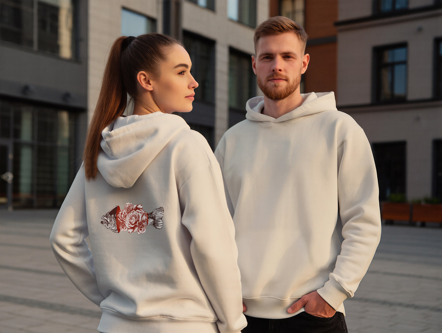Fish & Rose It's 545 Hoodie (Kapüşonlu Sweatshirt) (Renk: Siyah-Ekru) (545HOD0022)