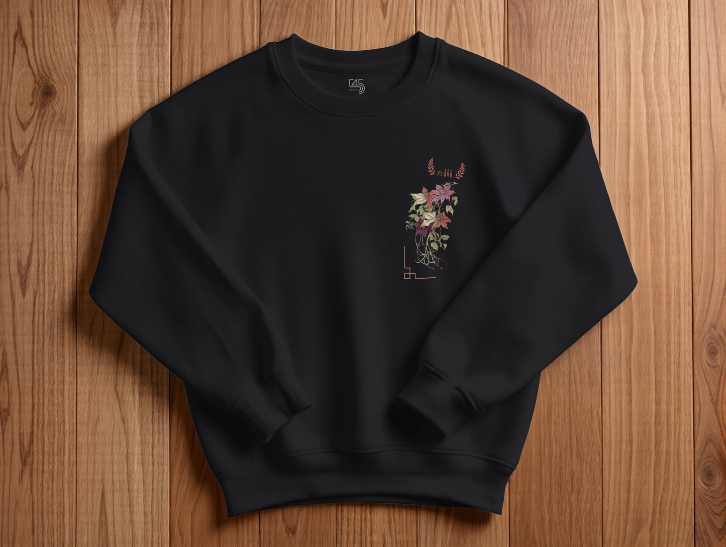Flower It's 545 Sweatshirt (Renk: Siyah-Ekru) (545SWT0004)