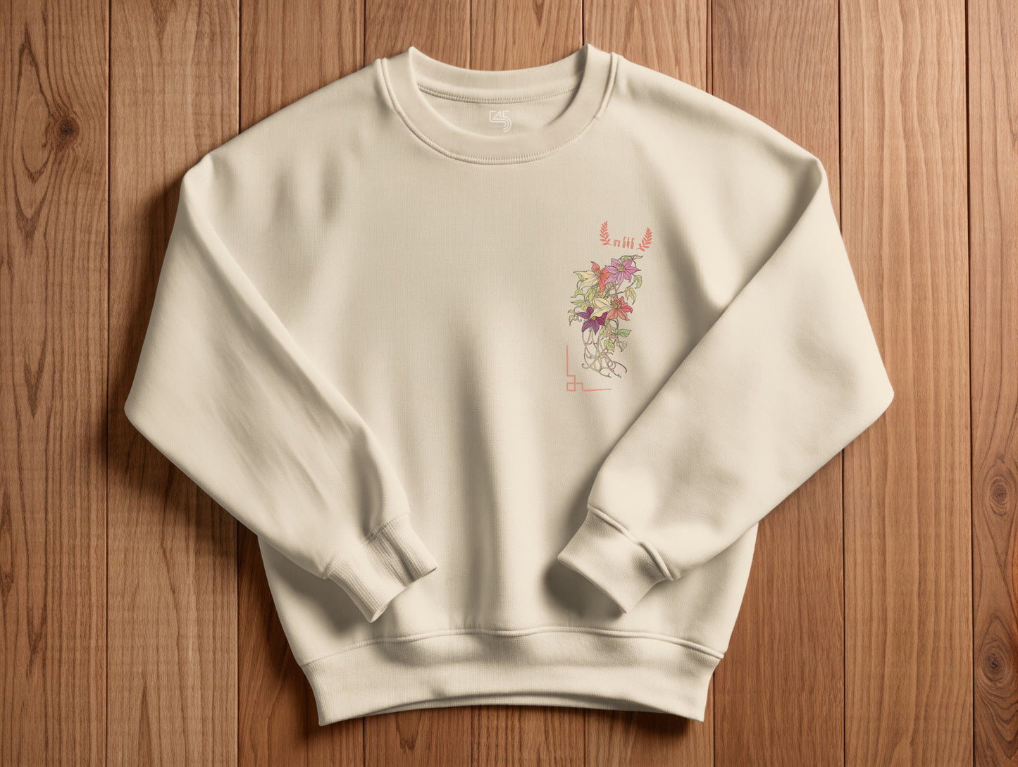 Flower It's 545 Sweatshirt (Renk: Siyah-Ekru) (545SWT0004)