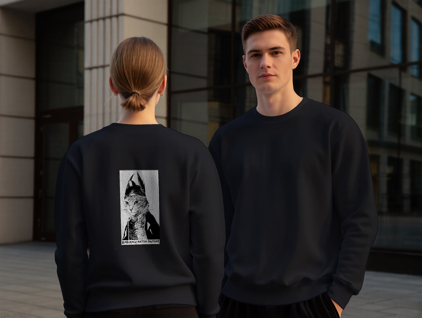 The Cat It's 545 Sweatshirt (Renk: Siyah-Ekru) (545SWT0021)