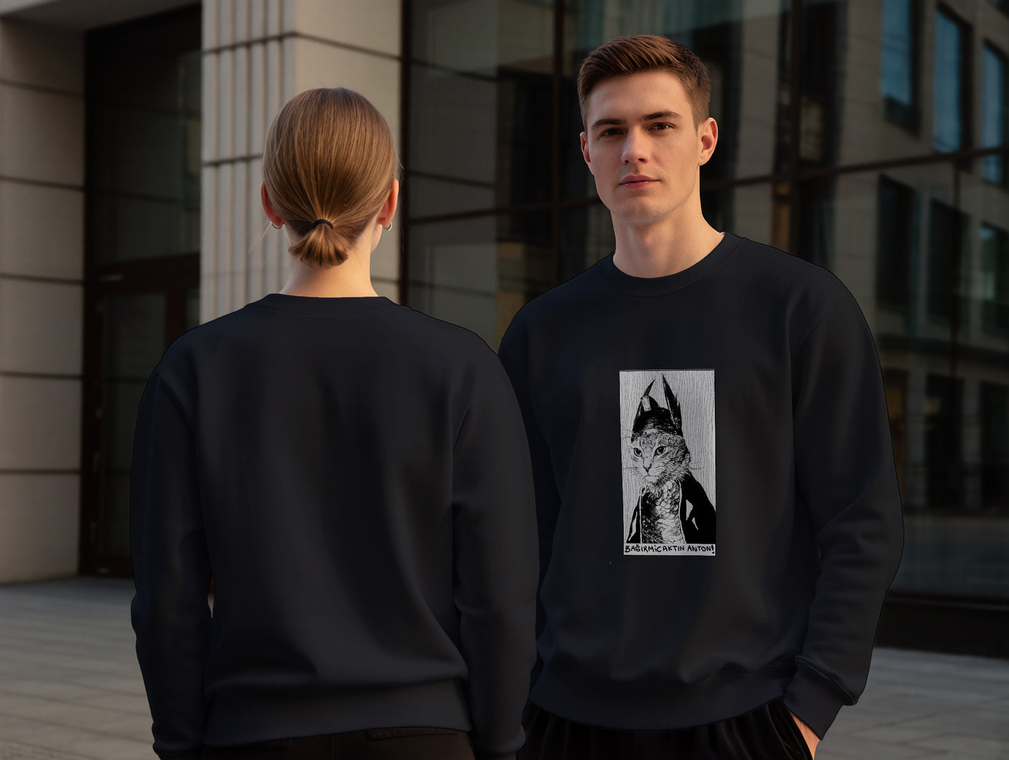 The Cat It's 545 Sweatshirt (Renk: Siyah-Ekru) (545SWT0021)