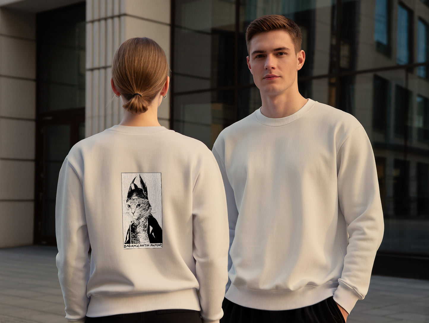 The Cat It's 545 Sweatshirt (Renk: Siyah-Ekru) (545SWT0021)