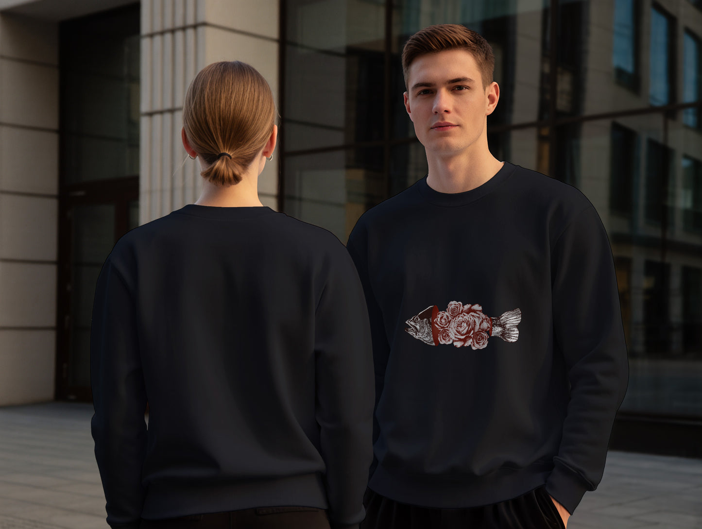 Fish & Rose It's 545 Sweatshirt (Renk: Siyah-Ekru) (545SWT0022)