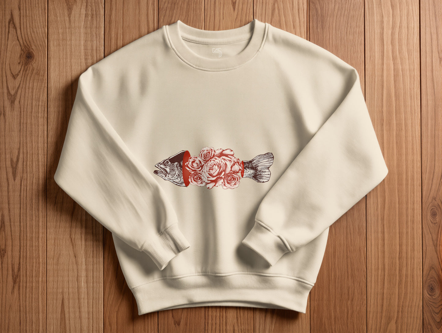 Fish & Rose It's 545 Sweatshirt (Renk: Siyah-Ekru) (545SWT0022)