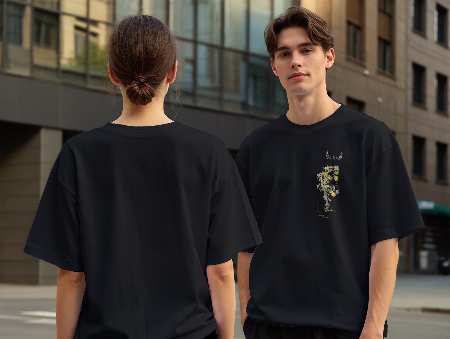 Flower it's 545 Over Size T-Shirt (Tişört) (Renk: Siyah-Beyaz) (545TSHO0002)