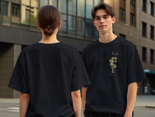 Flower it's 545 Over Size T-Shirt (Tişört) (Renk: Siyah-Beyaz) (545TSHO0002)