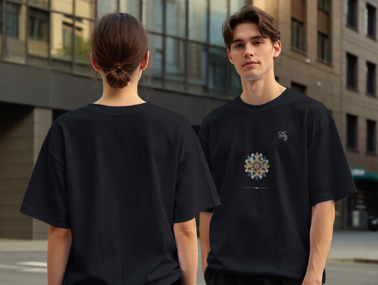 Flower it's 545 Over Size T-Shirt (Tişört) (Renk: Siyah-Beyaz) (545TSHO0004)