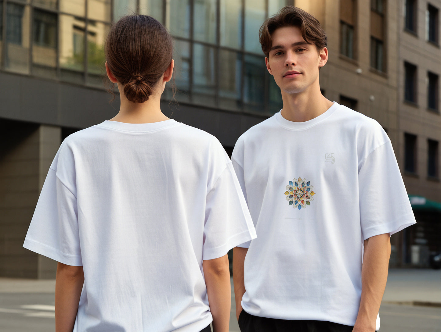 Flower it's 545 Over Size T-Shirt (Tişört) (Renk: Siyah-Beyaz) (545TSHO0004)