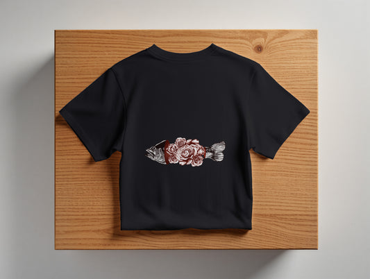 Fish & Rose it's 545 Over Size T-Shirt (Tişört) (Renk: Siyah-Beyaz) (545TSHO0022)
