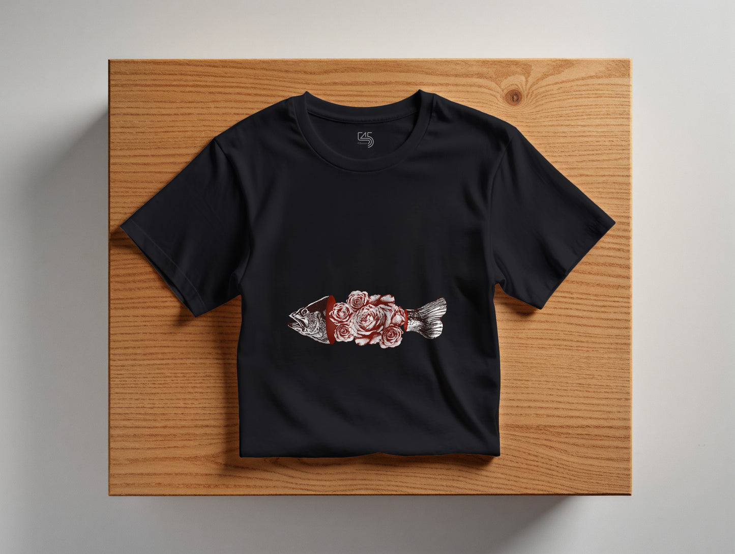 Fish & Rose it's 545 Over Size T-Shirt (Tişört) (Renk: Siyah-Beyaz) (545TSHO0022)