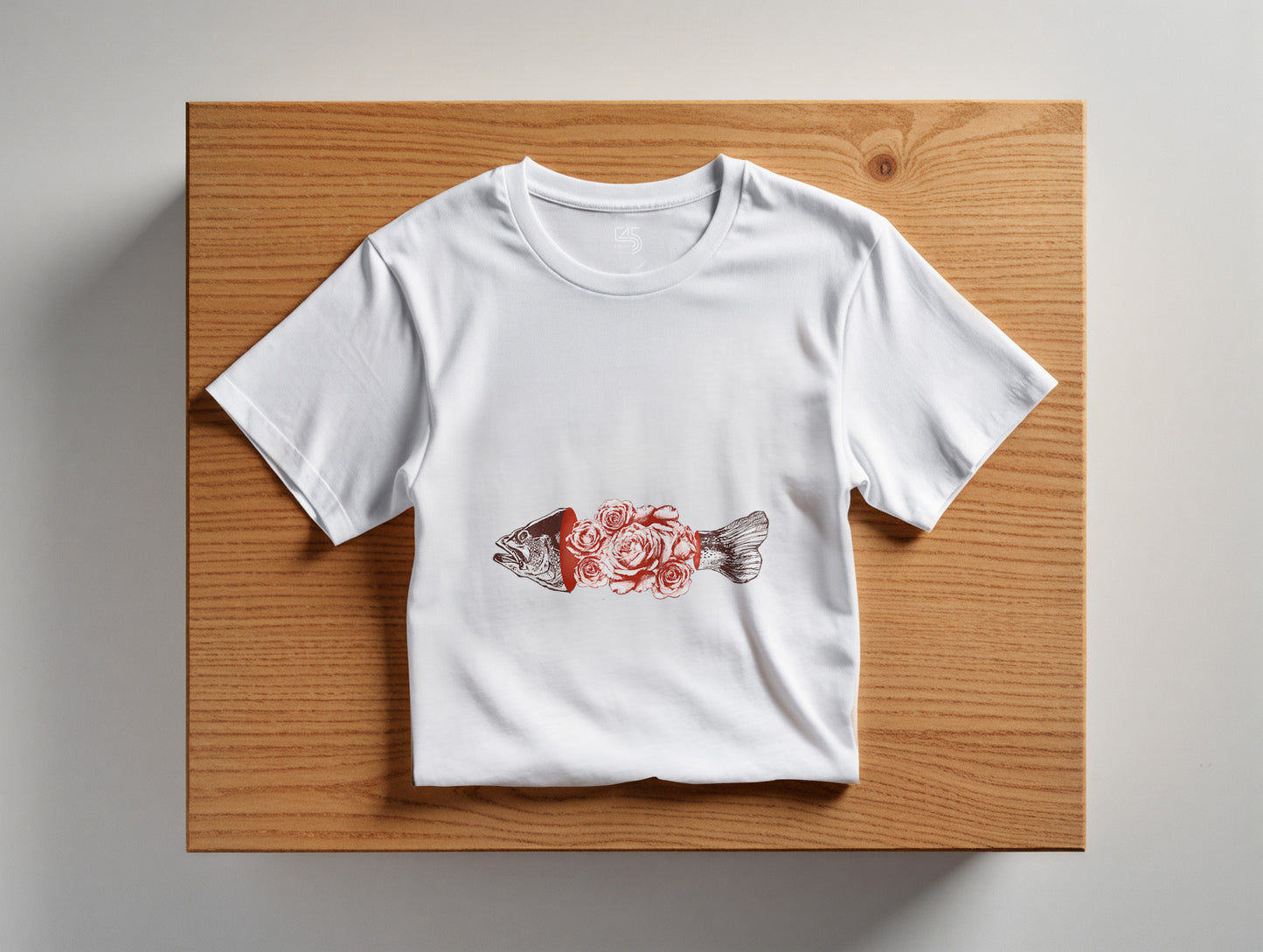 Fish & Rose it's 545 Over Size T-Shirt (Tişört) (Renk: Siyah-Beyaz) (545TSHO0022)