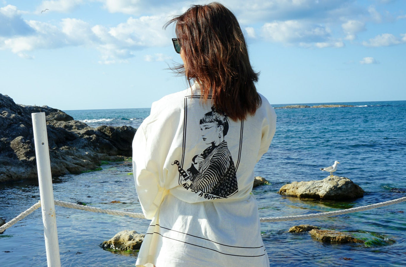 Sharp Silence ( "I Am Not a Quitter" serisi ) Keten Kimono