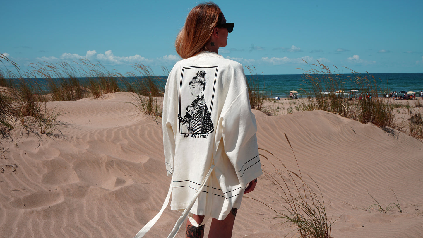 Sharp Silence ( "I Am Not a Quitter" serisi ) Keten Kimono