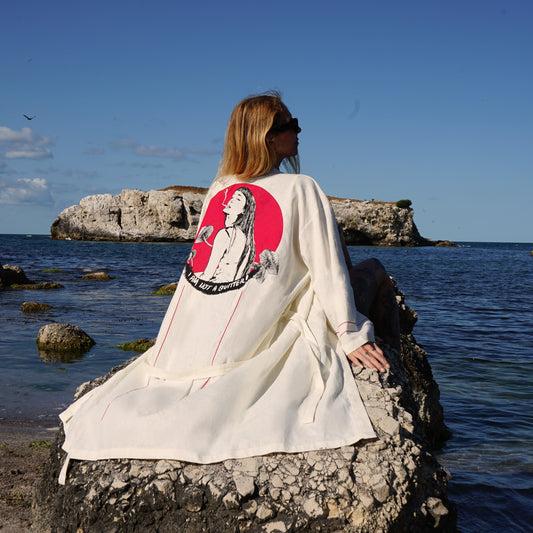 No Quit  ( "I Am Not a Quitter" serisi ) Keten Kimono