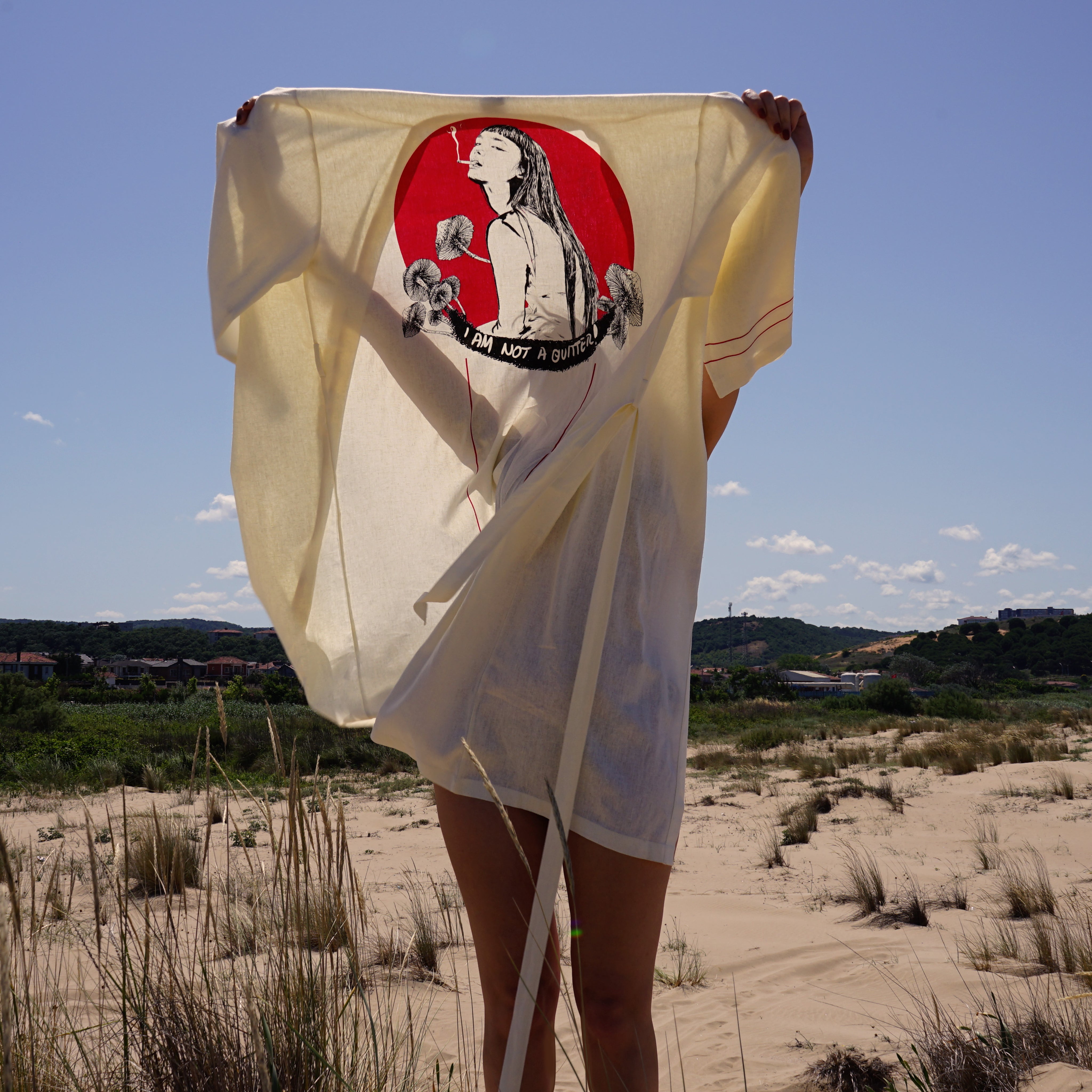 No Quit  ( "I Am Not a Quitter" serisi ) Keten Kimono